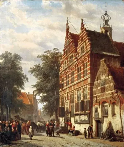 The Town Hall And Market Square Of Naarden 1865