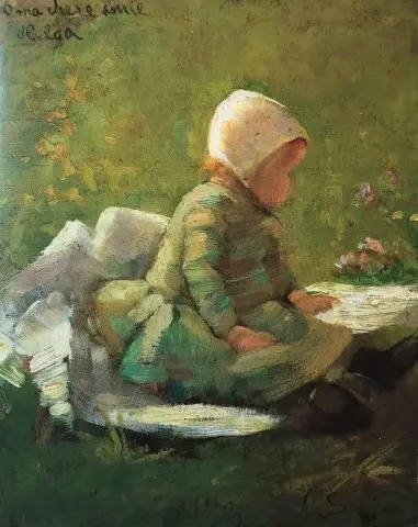 Helga Ancher Sitting In The Grass
