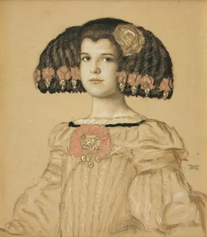 Porträtt av Maria Konstnärens dotter i spansk kostym 1908