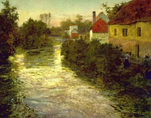 Villaggio sulla riva di un ruscello, 1897 circa
