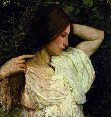 Jente som ordner håret 1918-19