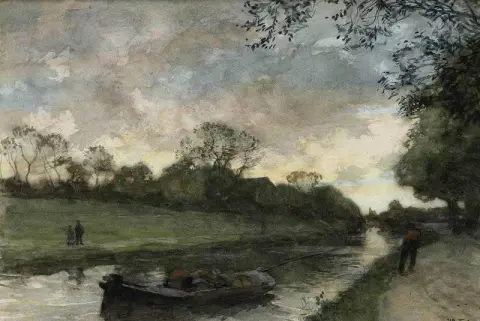 Uma barcaça no Kanaal em Scheveningen 1896