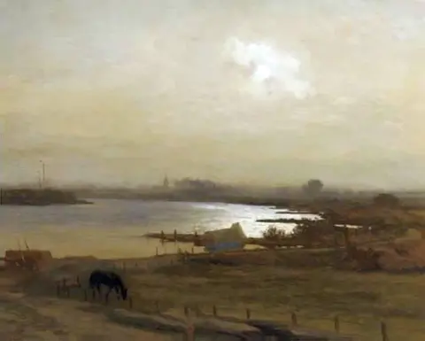 Uma curva ao luar no rio Ijssel, perto de Kampen