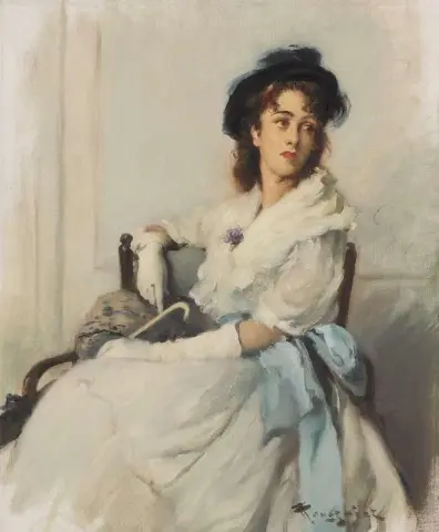 Elegant dame med parasoll