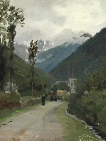 Paisagem montanhosa em um dia cinzento. Luchon