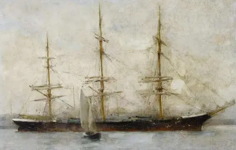 Kolmimastoinen laiva ankkurissa 1896