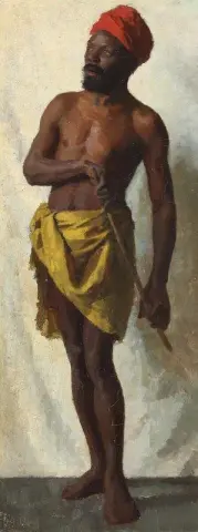 En stående man i studion i Bonnat i Paris 1876