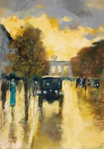 Unter Den Linden Mit Blick Auf Das Brandenburger Tor Berlin 1920