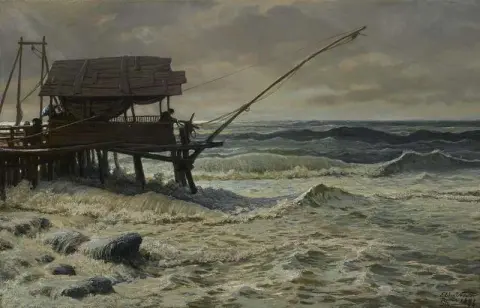 Utanför Pier Head Viareggio Italien 1883
