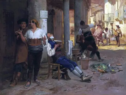 Matkustava parturi Espanjassa 1868