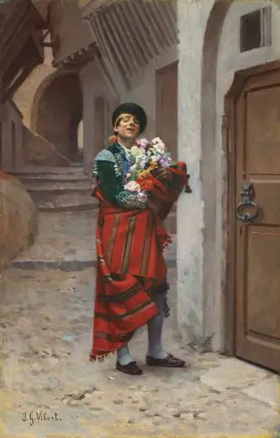 Espanjalainen härkätaistelija kukilla