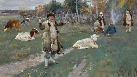 Дети пасут телят 1895