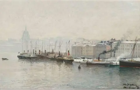Winter Scene From Skeppsbron Stockholm