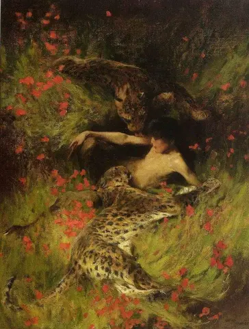 A Satyr Resting With Leopards
