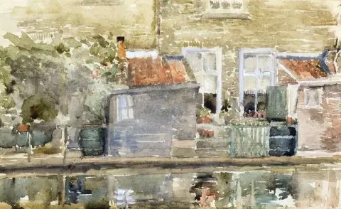 Kanalscene i Holland ca. 1900