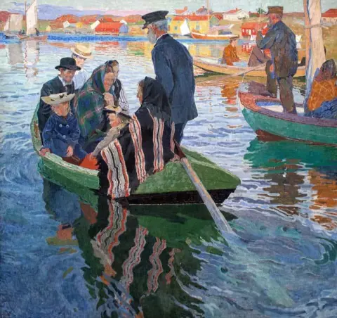Church-goers In A Boat