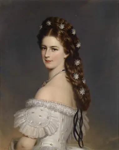 Kaiserin Elisabeth timanttitähdillä hiuksissaan noin 1860
