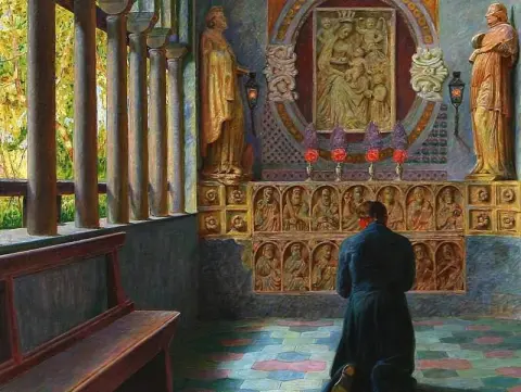 Sacerdote inginocchiato Cattedrale di Amalfi 1907