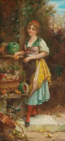 Madchen Mit Reicher Obstschale
