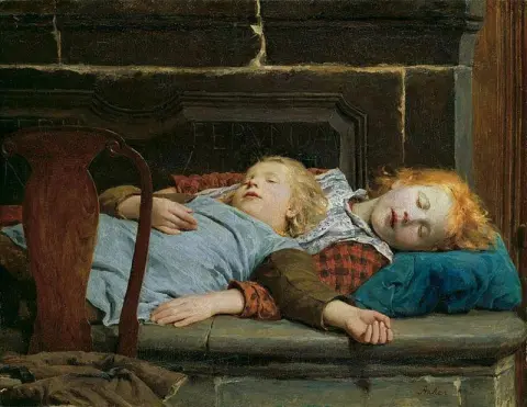 שתי נערות ישנות על ספסל התנור, 1895
