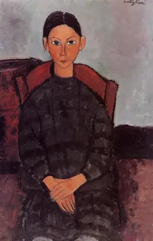 Una joven con un mono negro 1918
