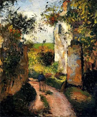 Un campesino en el carril del Hermitage Pontoise 1876