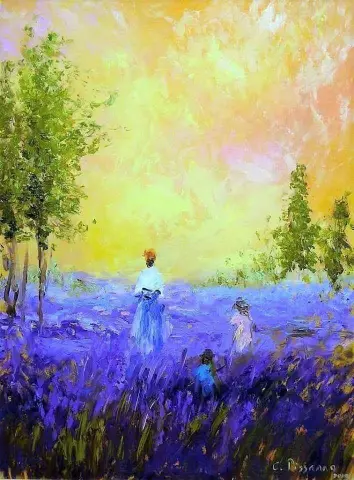 Madre e hijo en los campos de lavanda 1860