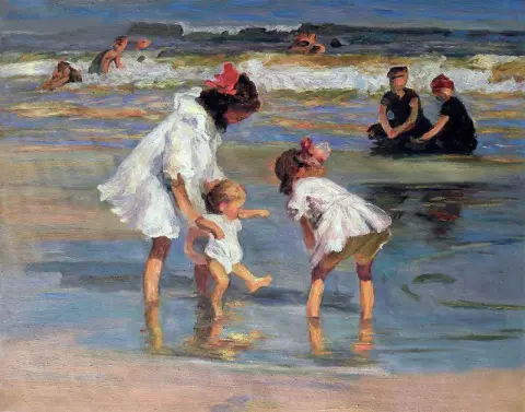 「海辺で遊ぶ子供たち - 1906年」
