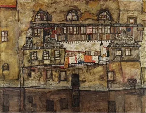 강 위의 집 벽, 1915