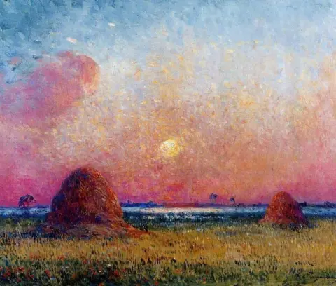 "Vehnäpino auringonlaskun aikaan"