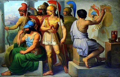 Pannello del murale della Galleria d'arte antica Museo dell'Hermitage San Pietroburgo