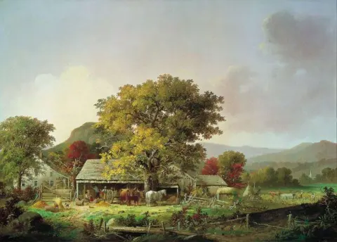 "Otoño en Nueva Inglaterra. Elaboración de sidra, 1863"