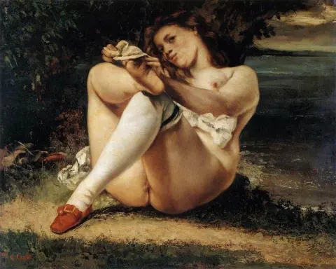 Kvinne med hvite strømper. 1861
