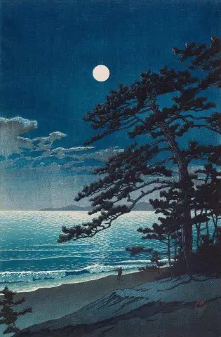 Luna di primavera sulla spiaggia di Ninomiya 1932