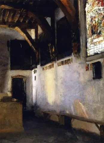 פנים עם חלון ויטראז' 1880