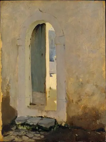 Öppen dörr, Marocko, ca. 1879-80