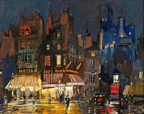 Paris om natten - Rue Lepic Montmartre