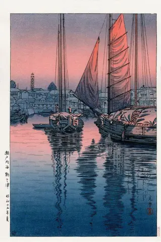 "Sunset At Tomonotsu Island Sea - 1940"