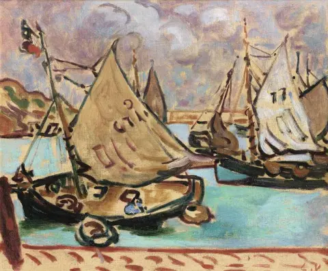 Båter ved Port En Bessin ca. 1907