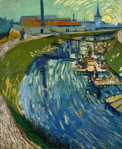 Kanava - Le Roubine Du Roi Pesukoneisten kanssa Arles kesäkuu 1888