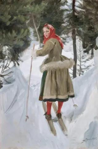 Ragazza di Mora che scia 1915